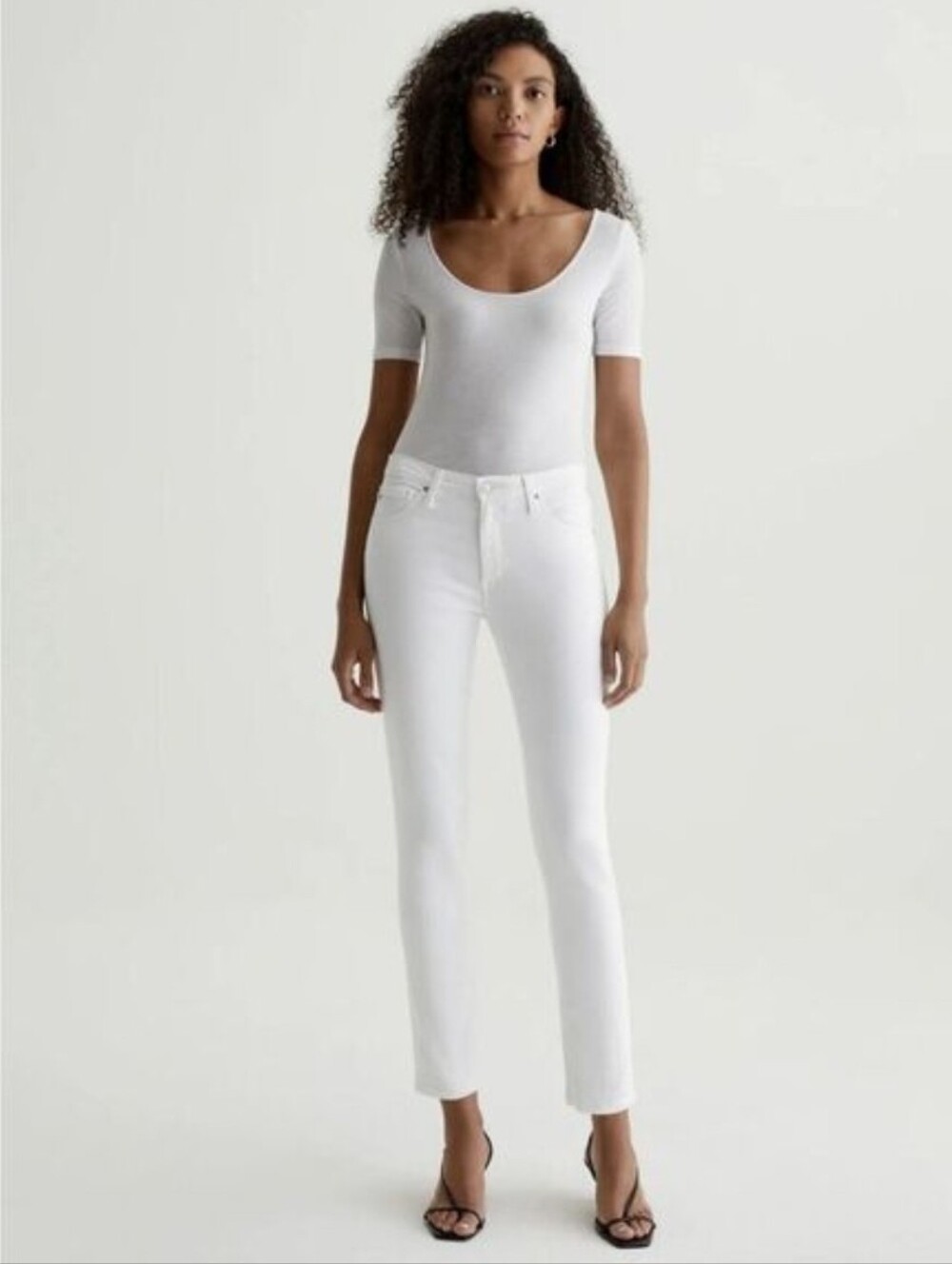 AG Adriano Goldschmied Prima Ankle Cigarette Jeans 25R White Tuxedo Stripe